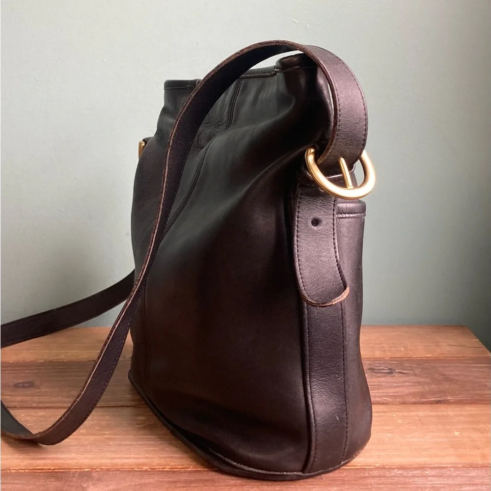 Vintage Coach 4153 Black Leather Bleecker Bucket Bag Crossbody